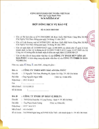 Hợp đồng tiêu biểu