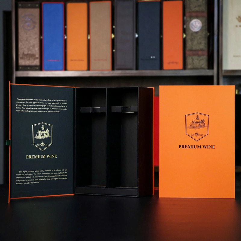 Hộp đựng rượu giấy đôi màu cam Premium Wine