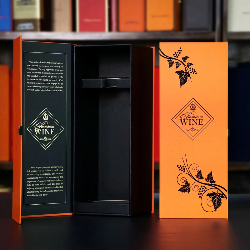 Hộp giấy 1 chai Premium Wine chùm nho màu cam
