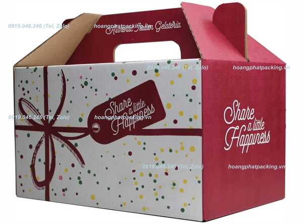 Hộp carton in offset nắp gài đựng bánh sinh nhật