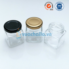 Hũ thủy tinh vuông nắp thiếc