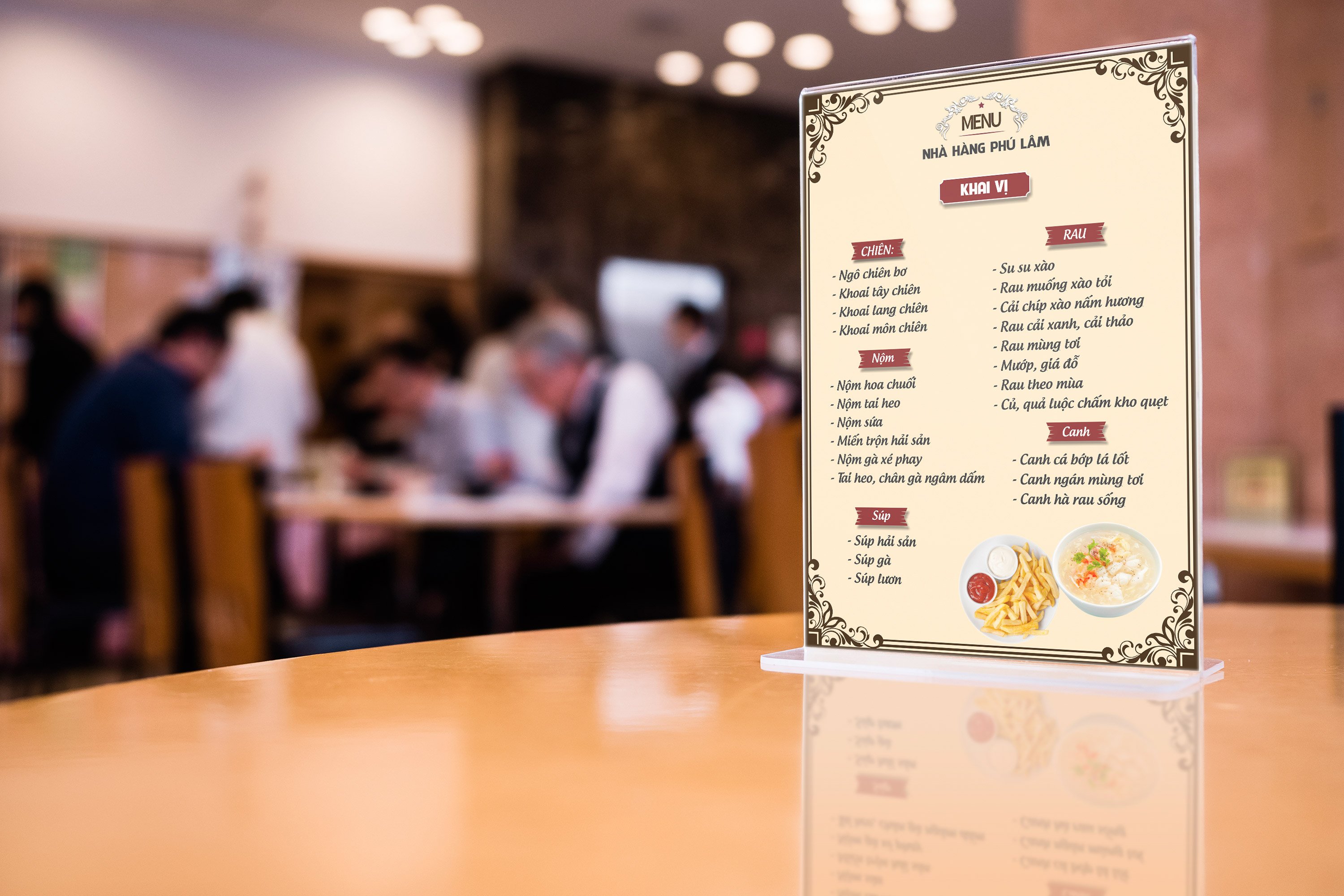 Thiết kế, in menu