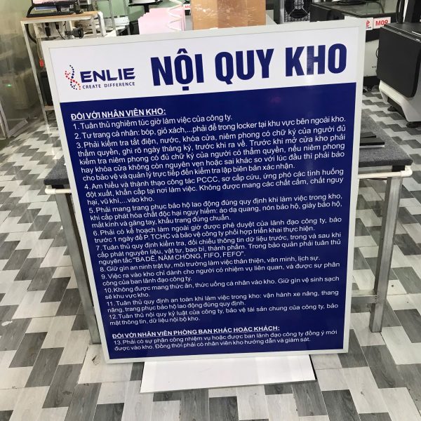In bảng nội quy kho