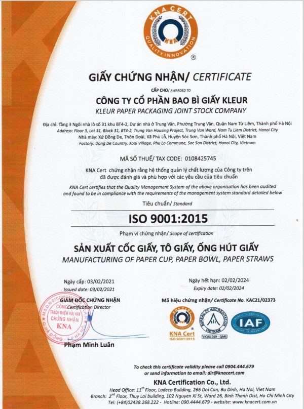 Chứng nhận ISO 9001:2015
