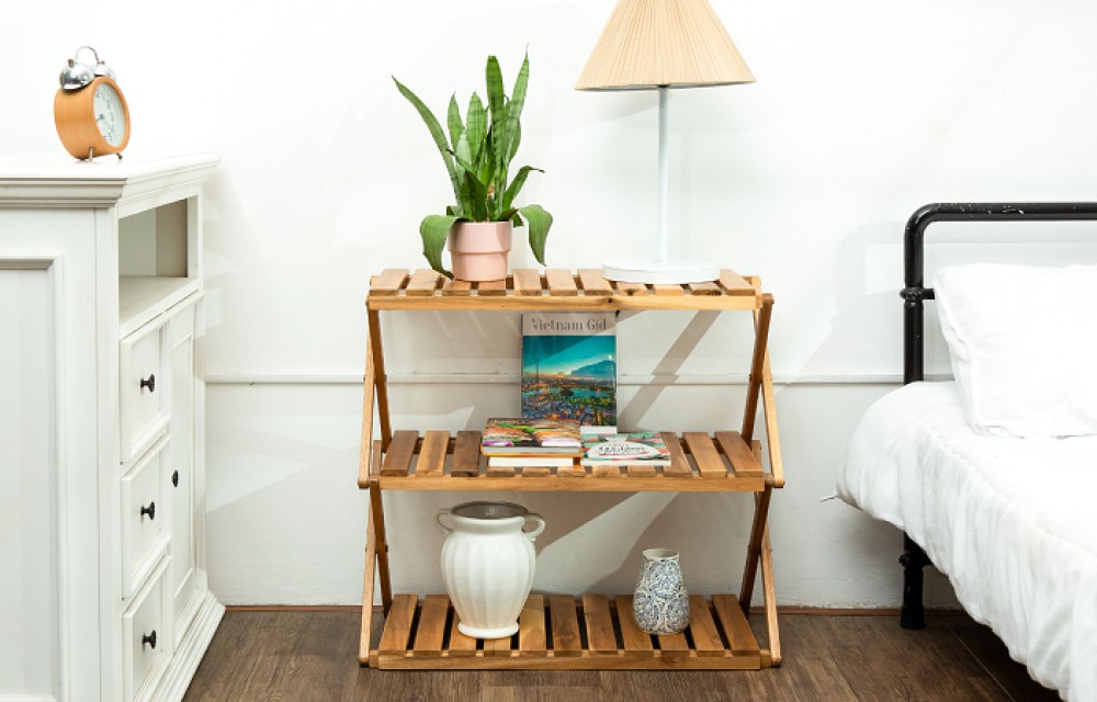 Giá đỡ gỗ keo 3 tầng hình chữ nhật
