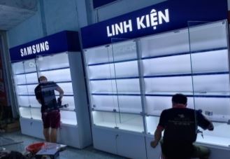 Thi công kệ điện thoại