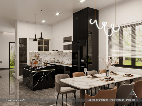 Thiết kế phòng khách, phòng bếp