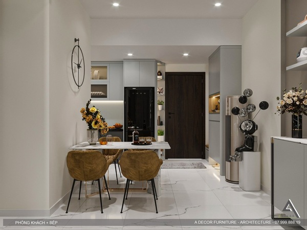 Thiết kế phòng khách, phòng bếp