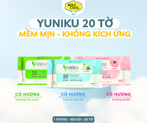 Khăn ướt Yuniku 20 tờ - hương lài, phấn, trà xanh