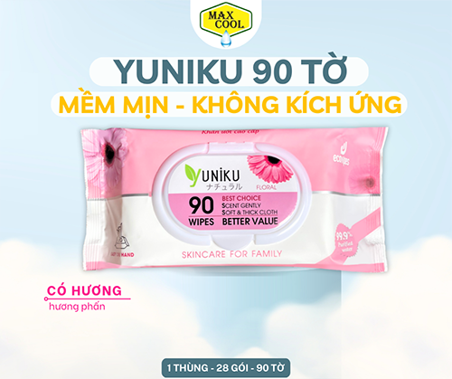 Khăn ướt Yuniku 90 tờ - hương phấn