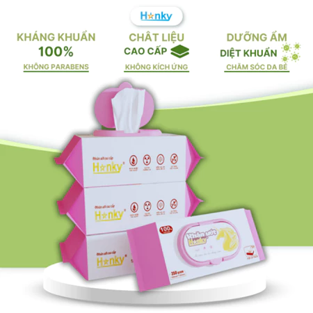 Khăn ướt Hanky gói 350gram không cồn, không Parabens