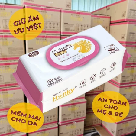 Khăn ướt Hanky gói 350gram không cồn, không Parabens