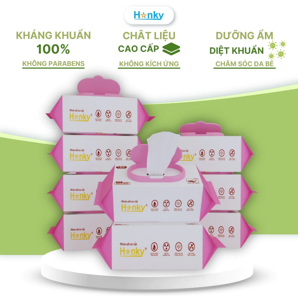 Khăn ướt to gói 100 tờ Hanky không cồn, không Parabens
