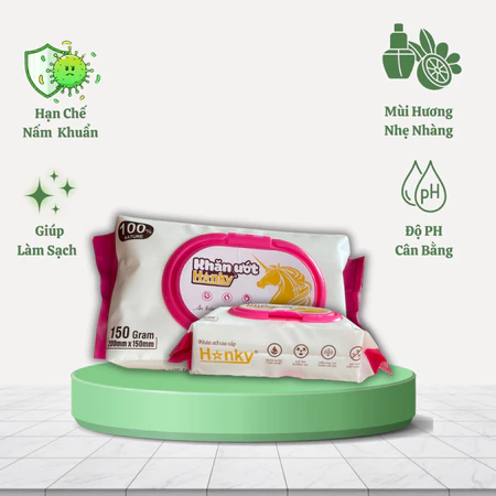 Khăn ướt to gói 100 tờ Hanky không cồn, không Parabens