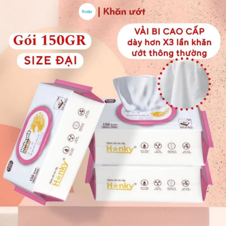 Khăn ướt to gói 100 tờ Hanky không cồn, không Parabens