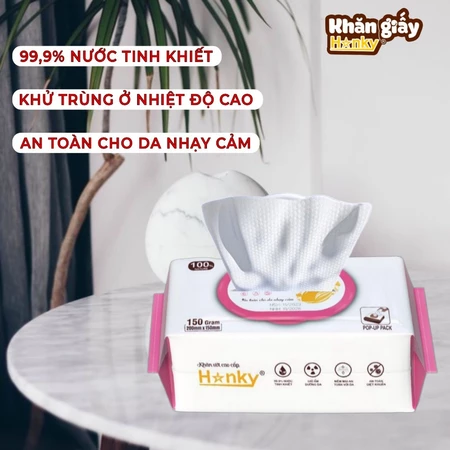 Khăn ướt to gói 100 tờ Hanky không cồn, không Parabens