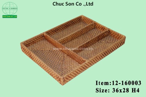 Khay mây chữ nhật 4 ngăn