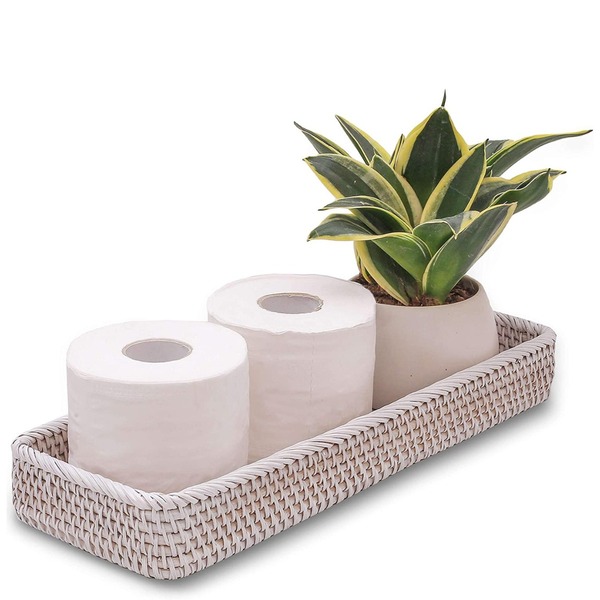 Khay mây lớn đựng giấy vệ sinh màu trắng