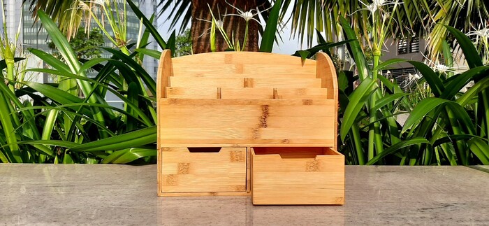 Khay tre đựng đồ văn phòng