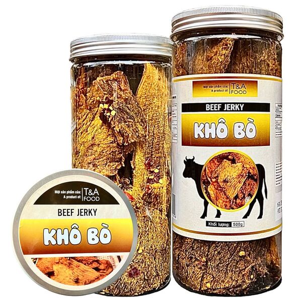 Khô bò nguyên miếng cao cấp - Hộp nắp nhôm 500gr