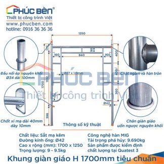 Khung giàn giáo H 1700mm tiêu chuẩn