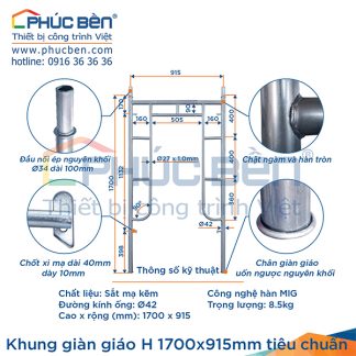 Khung giàn giáo H 1700mm x 915mm
