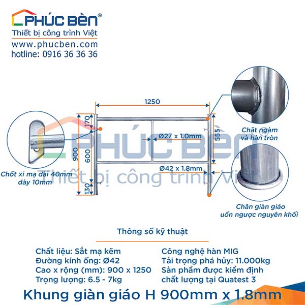 Khung giàn giáo H 900mm
