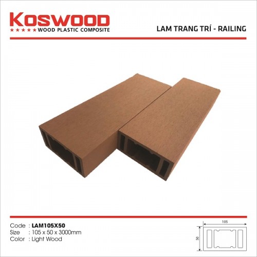 Lam gỗ nhựa ngoài trời Koswood 105x50 màu Light Wood