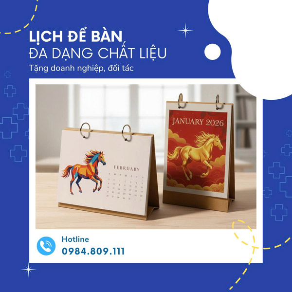Lịch để bàn đa dạng chất liệu