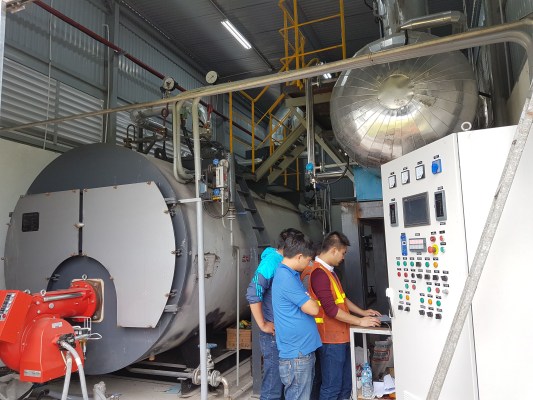 Nồi hơi đốt dầu 6T điều khiển bằng PLC