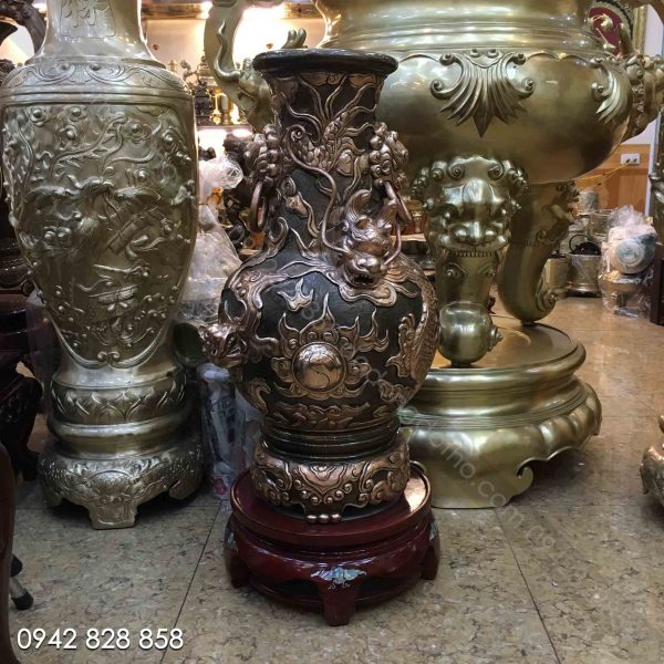 Lọ long vân đồng đỏ 80cm
