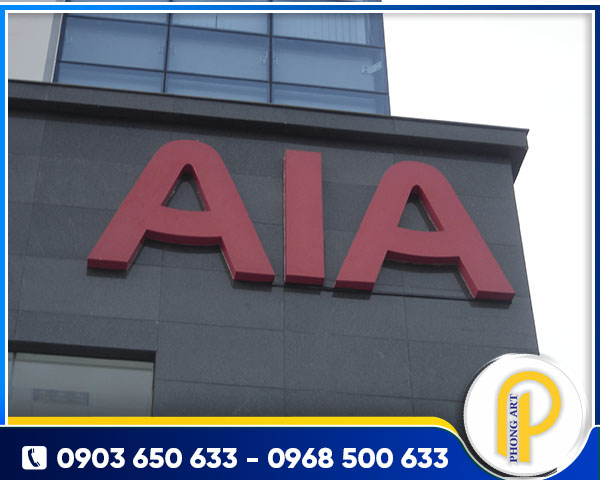 Logo tòa nhà chữ tole đèn LED hắt sáng chân