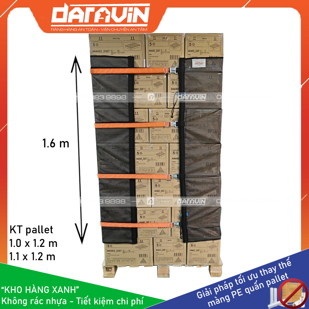 Lưới quấn pallet tái sử dụng cao 1.6m