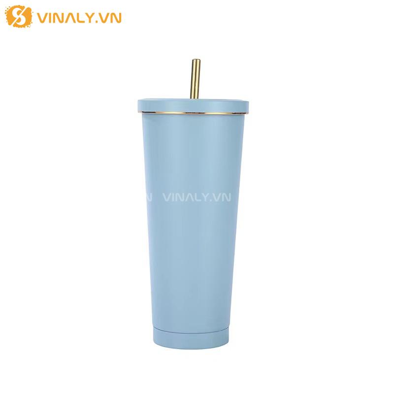 Ly giữ nhiệt inox trơn 750ml màu xanh nhạt