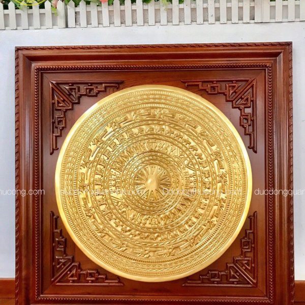 Mặt trống đồng đỏ thếp vàng 9999