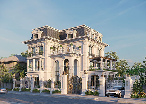 Mẫu biệt thự tân cổ điển mái Mansard