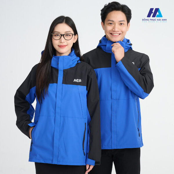 Áo khoác đồng phục công ty màu xanh bích phối đen