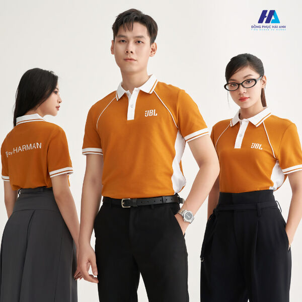 Áo polo đồng phục JBL màu vàng pha phối