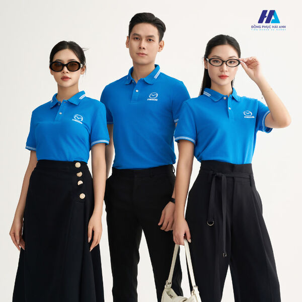 Áo polo đồng phục Mazda màu xanh