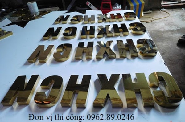 Chữ nổi inox vàng gương