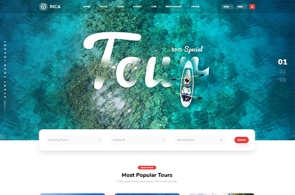 Mẫu giao diện website du lịch