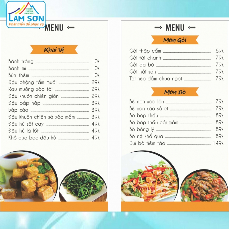 Mẫu Menu