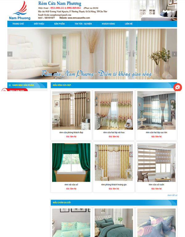 Mẫu website bán rèm màn