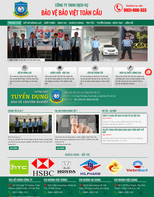 Mẫu website dịch vụ bảo vệ