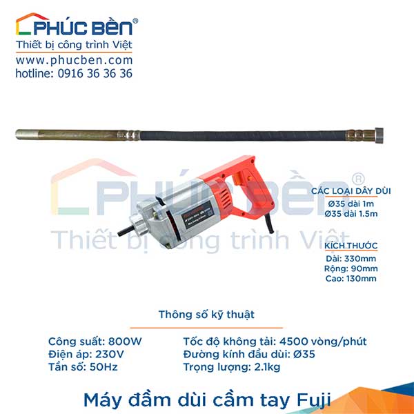 Máy đầm dùi bê tông cầm tay Fuji
