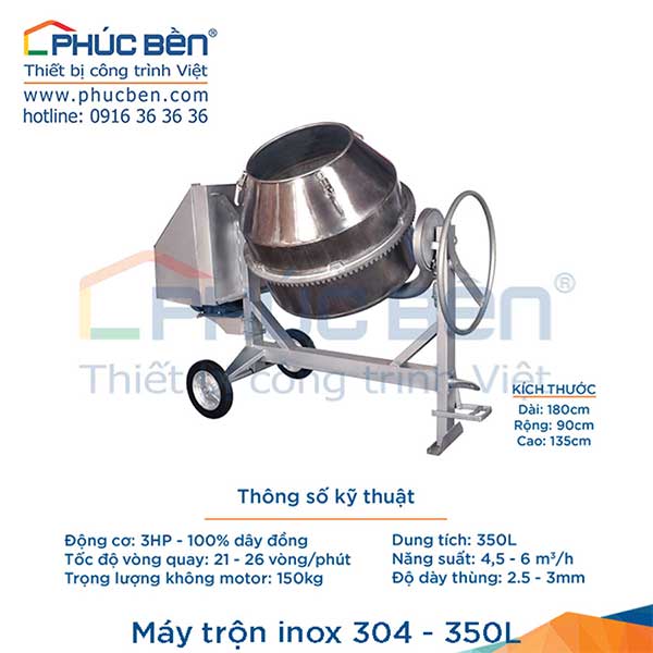 Máy trộn inox 304 350L