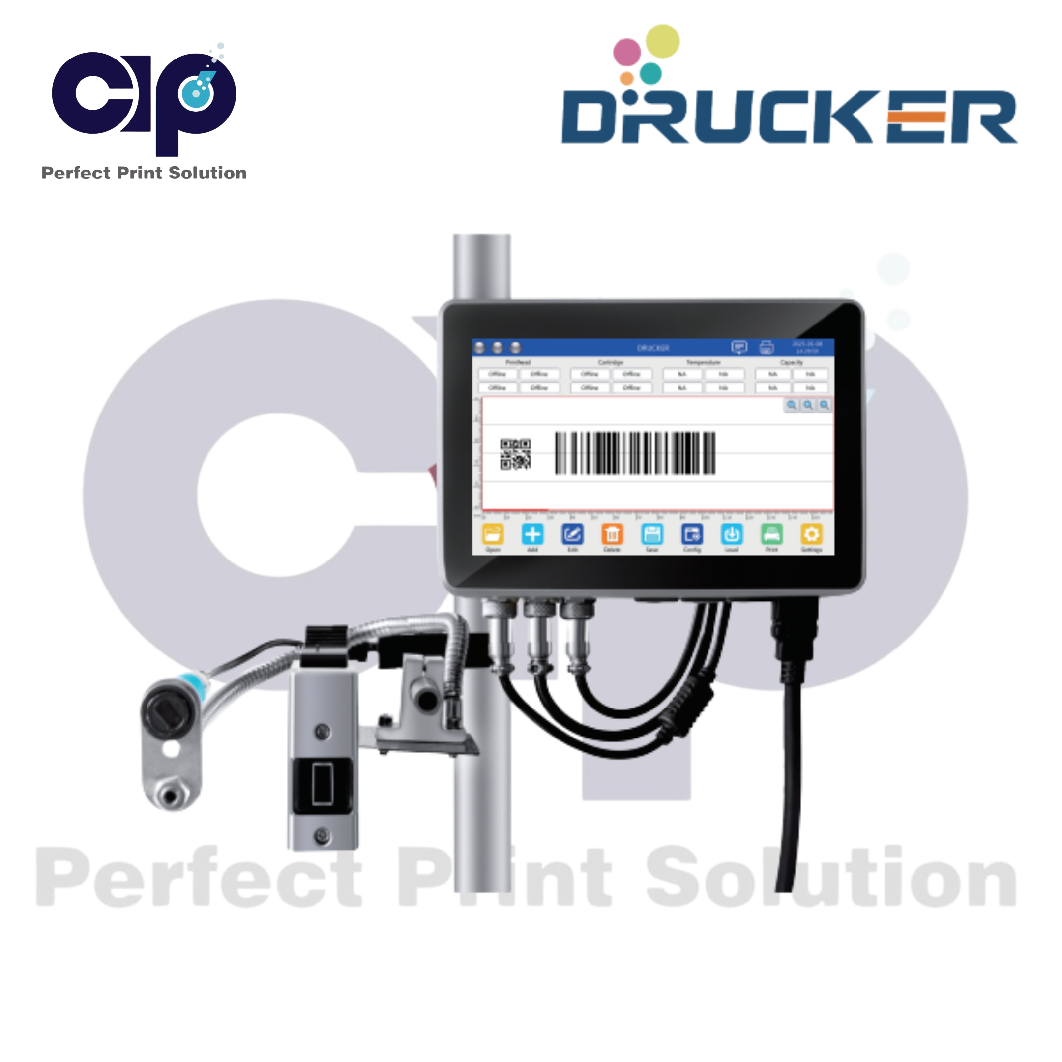 Máy in phun nhiệt Drucker TIJ dòng B Series (T1H-B2/T2H-B2/T4H-B2) HP TIJ 2.5