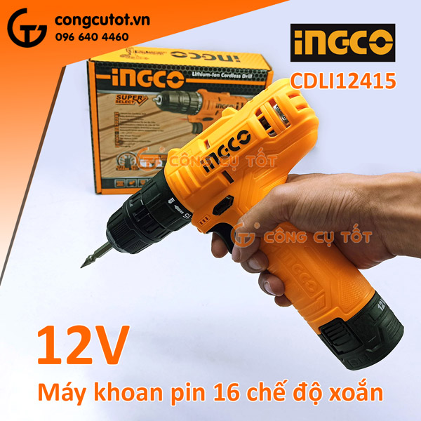 Máy khoan pin 16 chế độ Ingco CDLI12415 kèm sạc