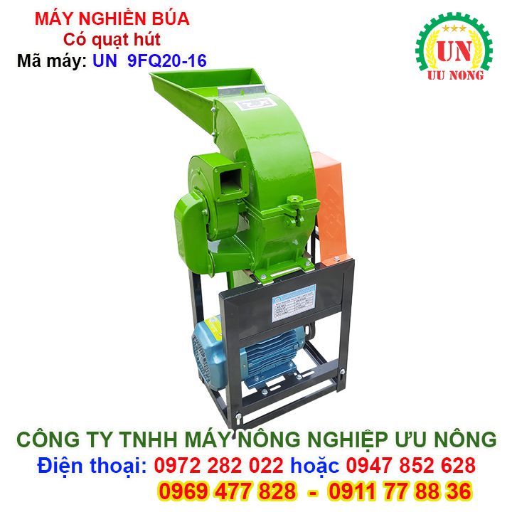 Máy nghiền 16 búa có quạt hút: Nghiền ngô – Lúa – Khoai – Sắn