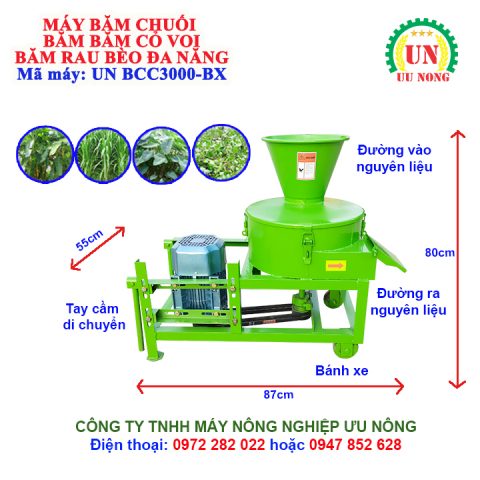 Máy băm chuối – băm cỏvoi – băm rau bèo đa năng có bánh xe